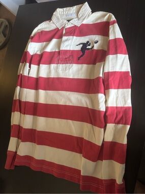 Polo by Ralph Lauren Red and White Striped Rugby Polo